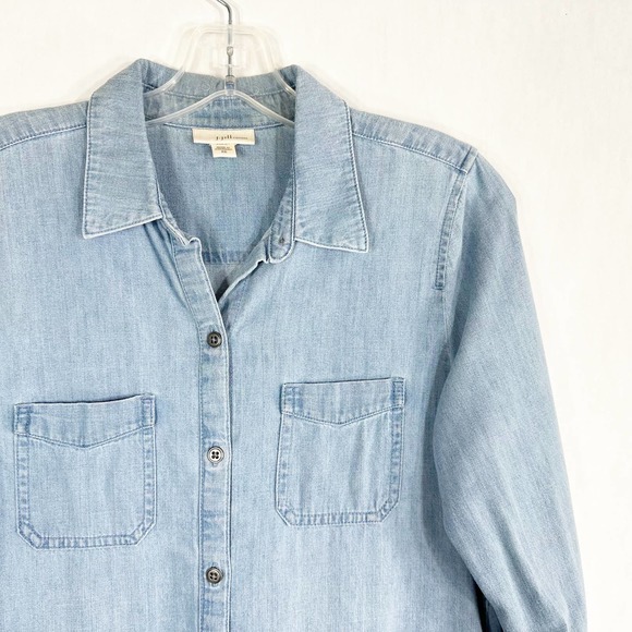 J Jill XS Shirt Button Down‎ Denim Light Blue Top Blouse Jean Cotton Women 370 - Picture 4 of 9